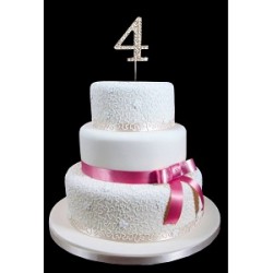 4th Birthday Wedding Anniversary Number Cake Topper with Sparkling Rhinestone Crystals - 1.75" Tall 